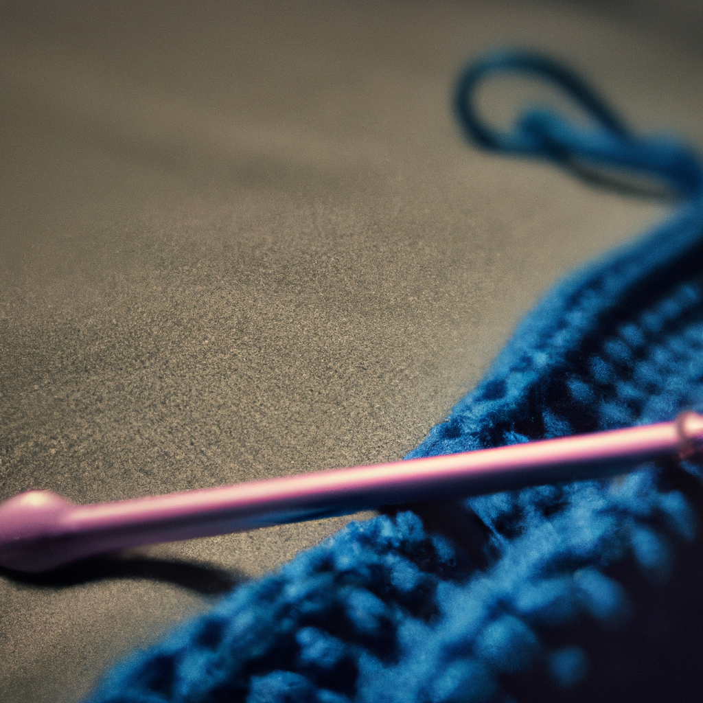 Gros plan crochet et fil — ambiance d’apprentissage